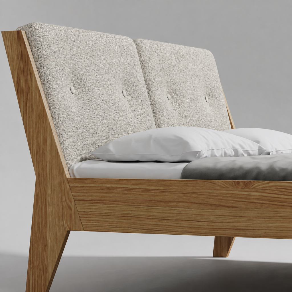 ASPECT - Solid Wood Bed - Fabric - Double Headboard | Milola