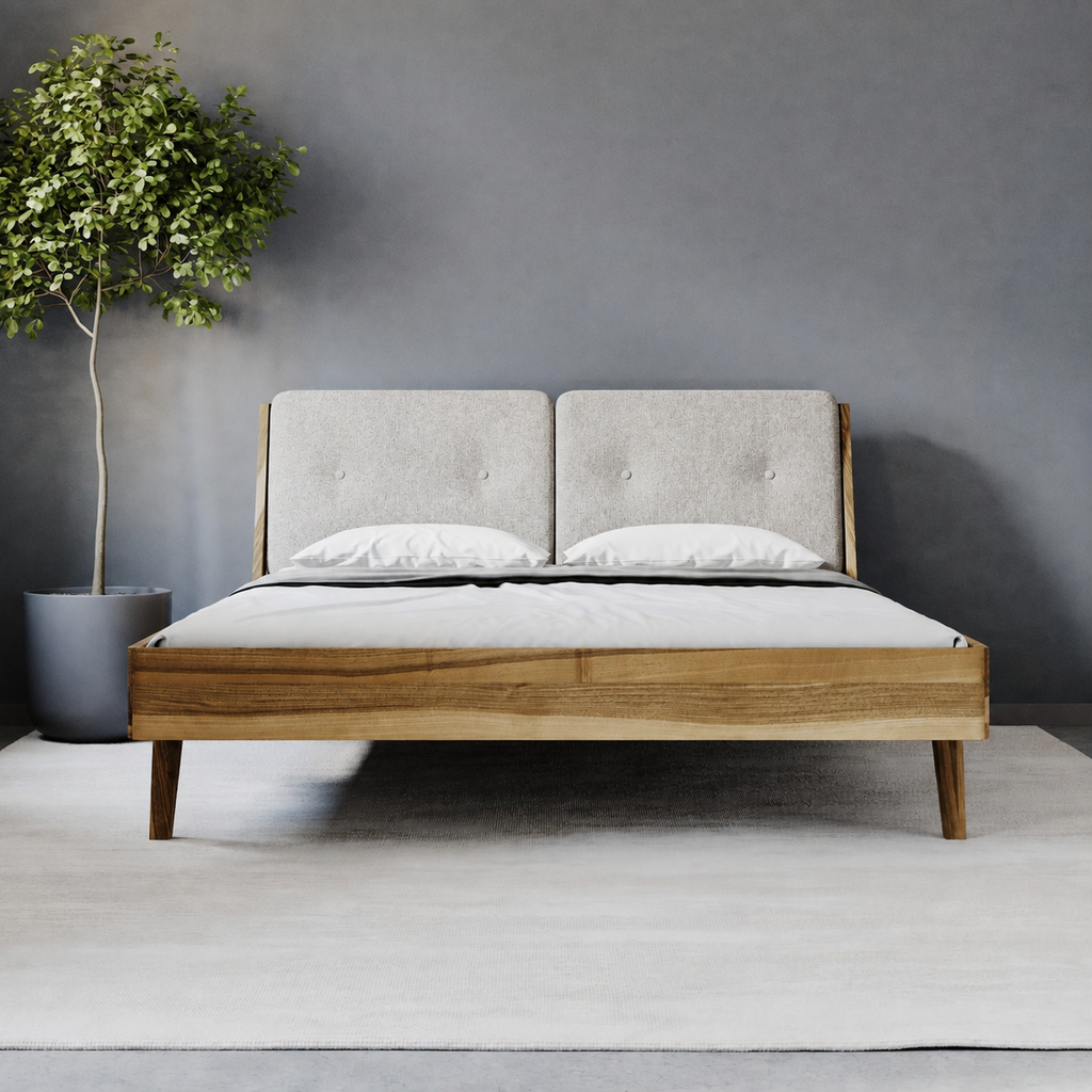 ASPECT - Solid Wood Bed - Fabric - Double Headboard | Milola