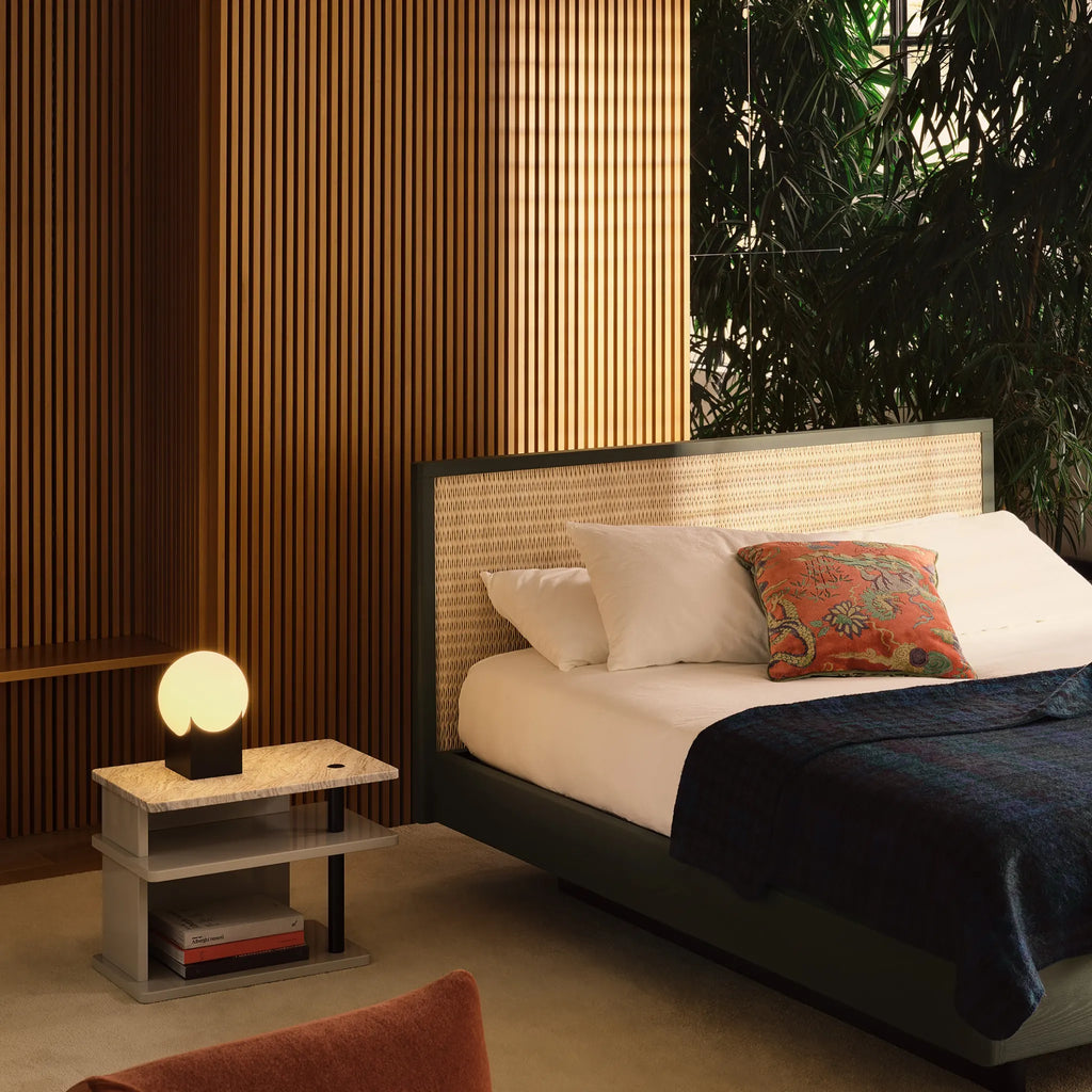 AWASE Wooden Bed - Woven Headboard Bed in Verde Ginepro - Bolzan | Milola