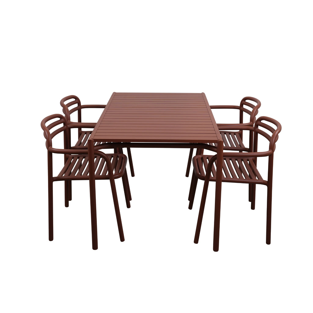 BLISS Outdoor Dining Table Set in Desert Red - Cane-Line | Milola