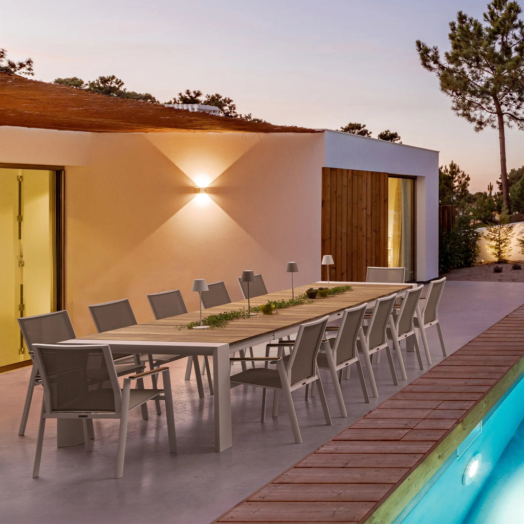 CAMERON Extendable Teak Outdoor Dining Table  in White - Bizzotto | Milola