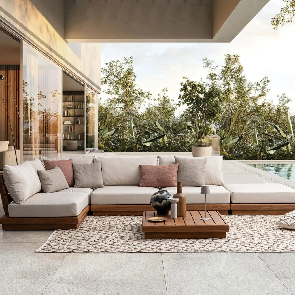 DELGADA Modular Outdoor Sofa in Teak - Bizzotto | Milola
