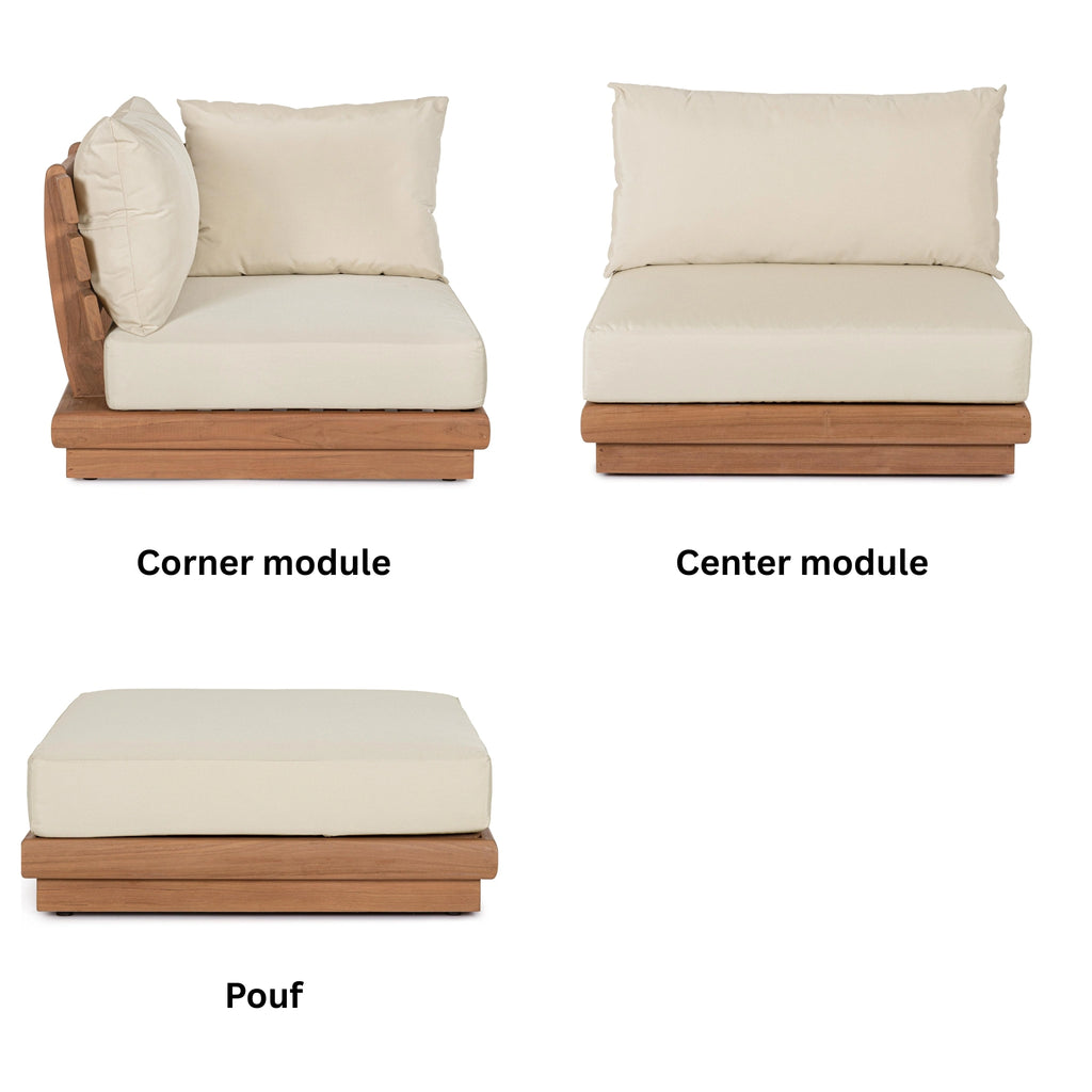 DELGADA Modular Outdoor Sofa in Teak - Bizzotto | Milola