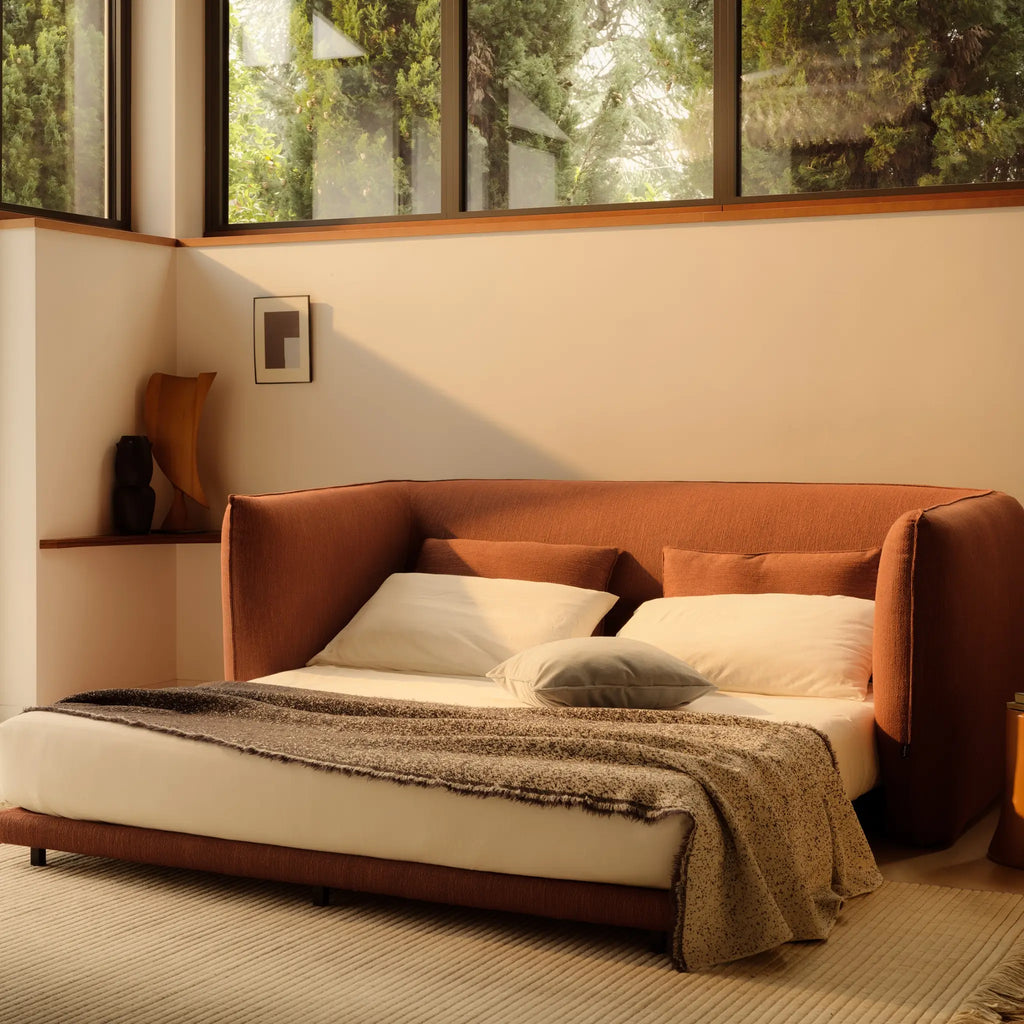 JILL Day Bed - Upholstered Day Bed in Terracotta - Bolzan | Milola